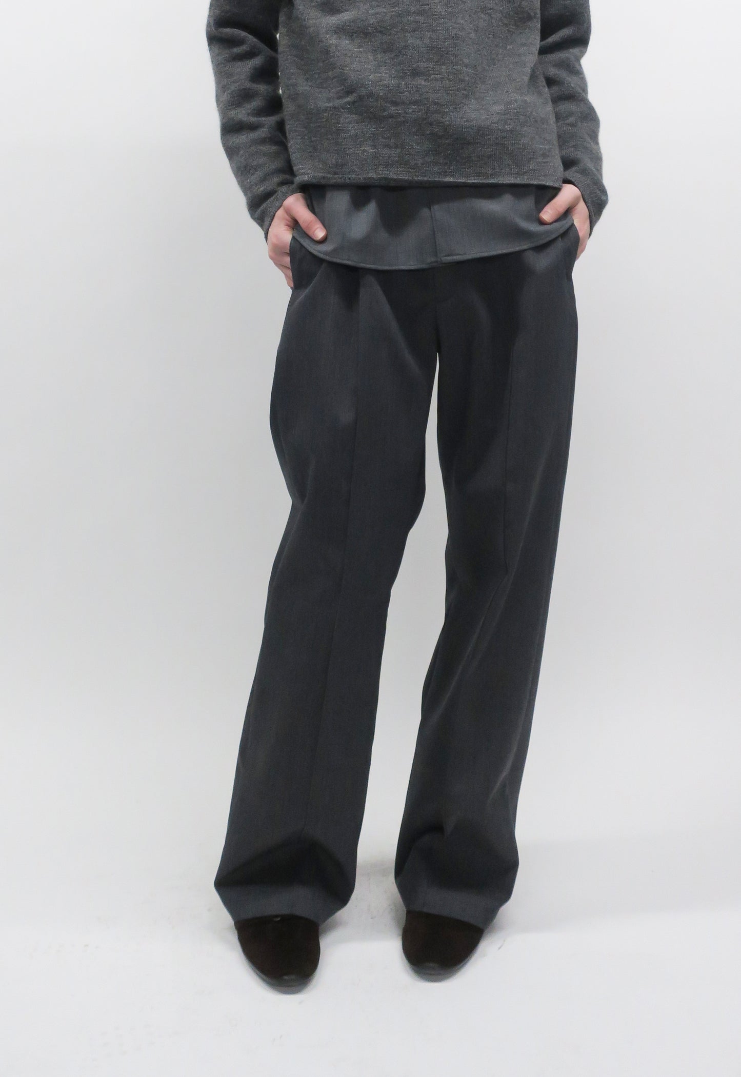 ROYAL HIGH-DENSITY PIN-TUCK TROUSERS / GRAY