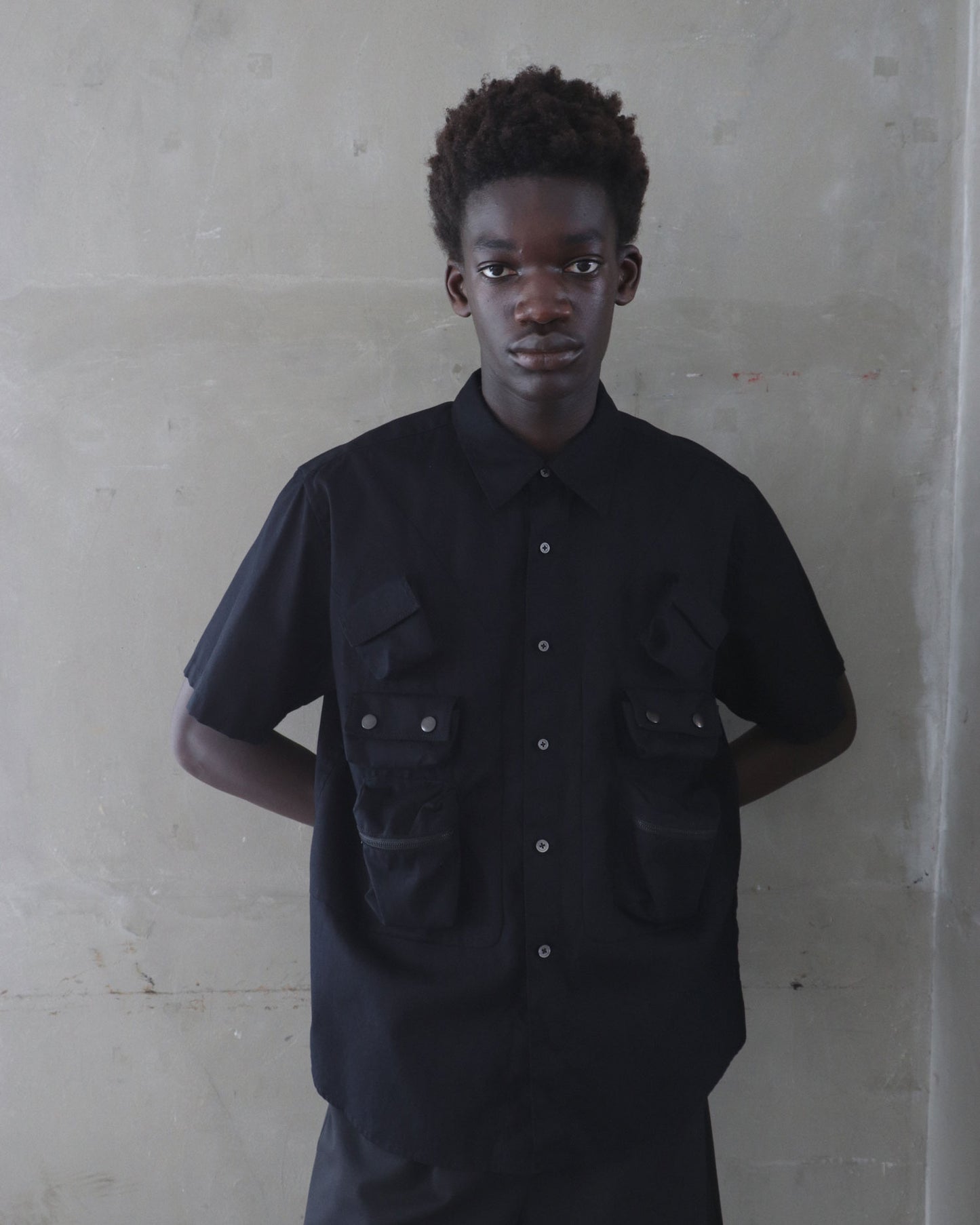 PUCKERED C-1 DOCKING SHIRT/ BLACK 