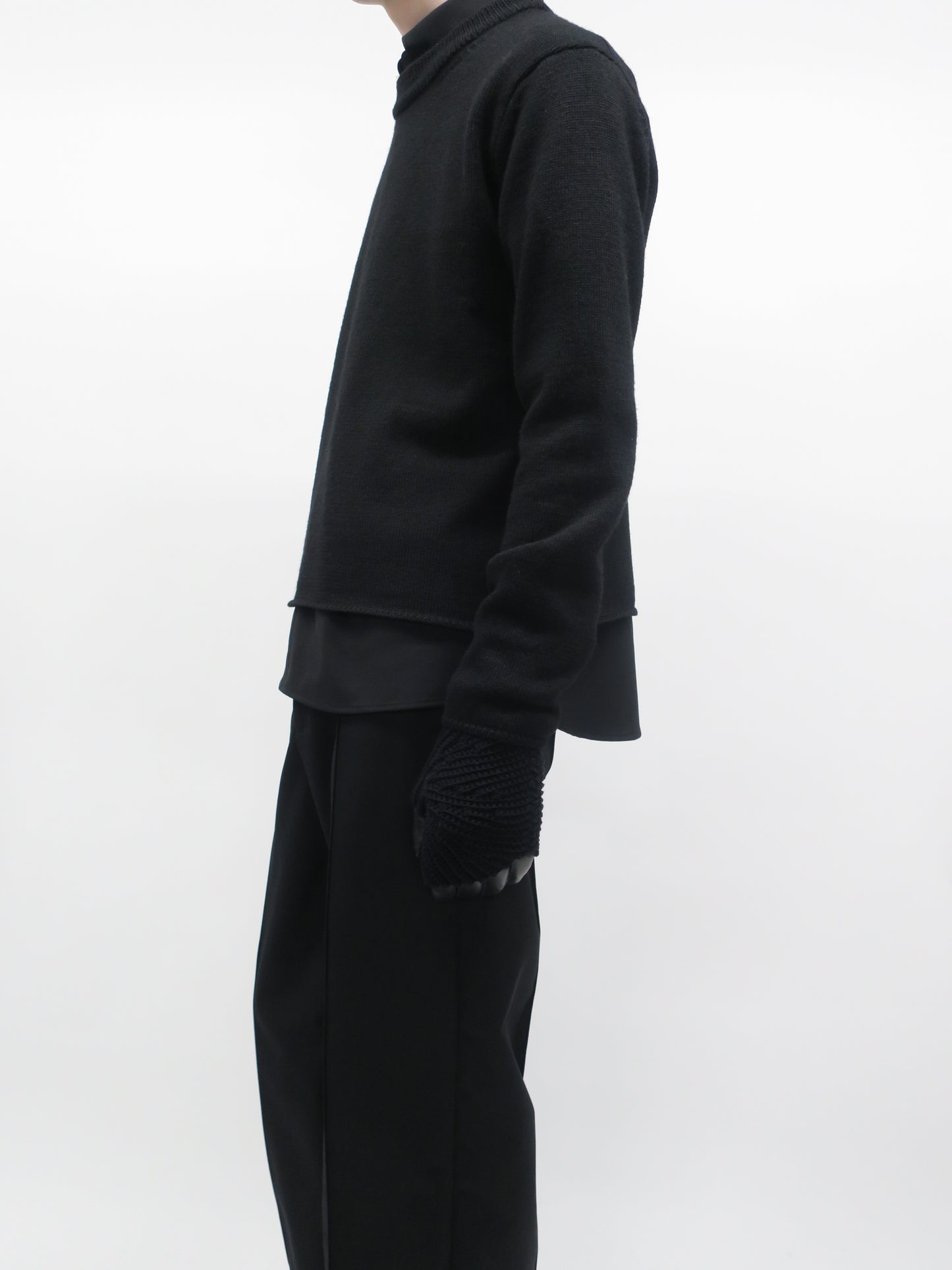 FLEX GABARDINE WOOL BOX SHIRTS/ BLACK