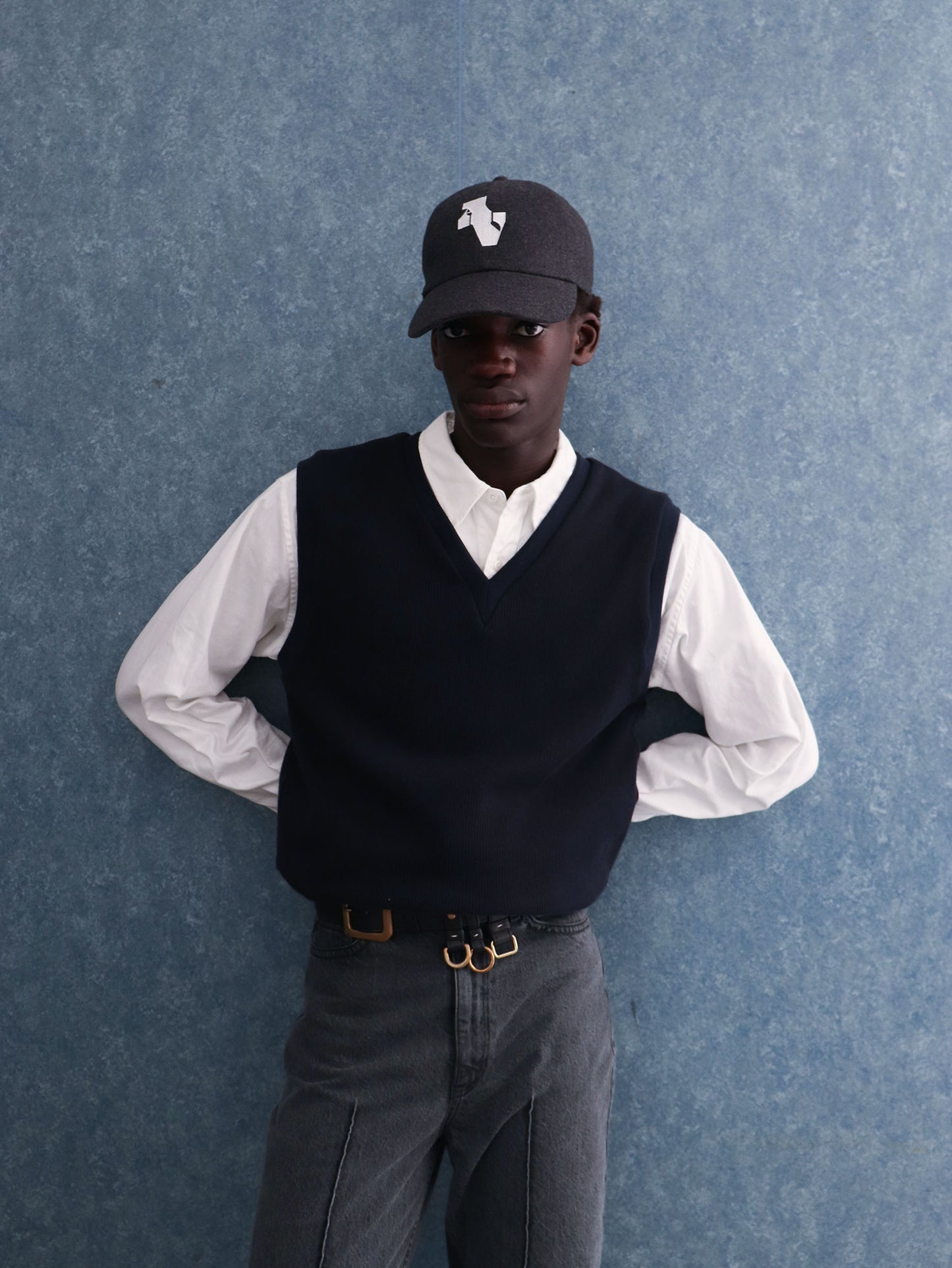 COTTON KNIT IVY VEST/ NAVY