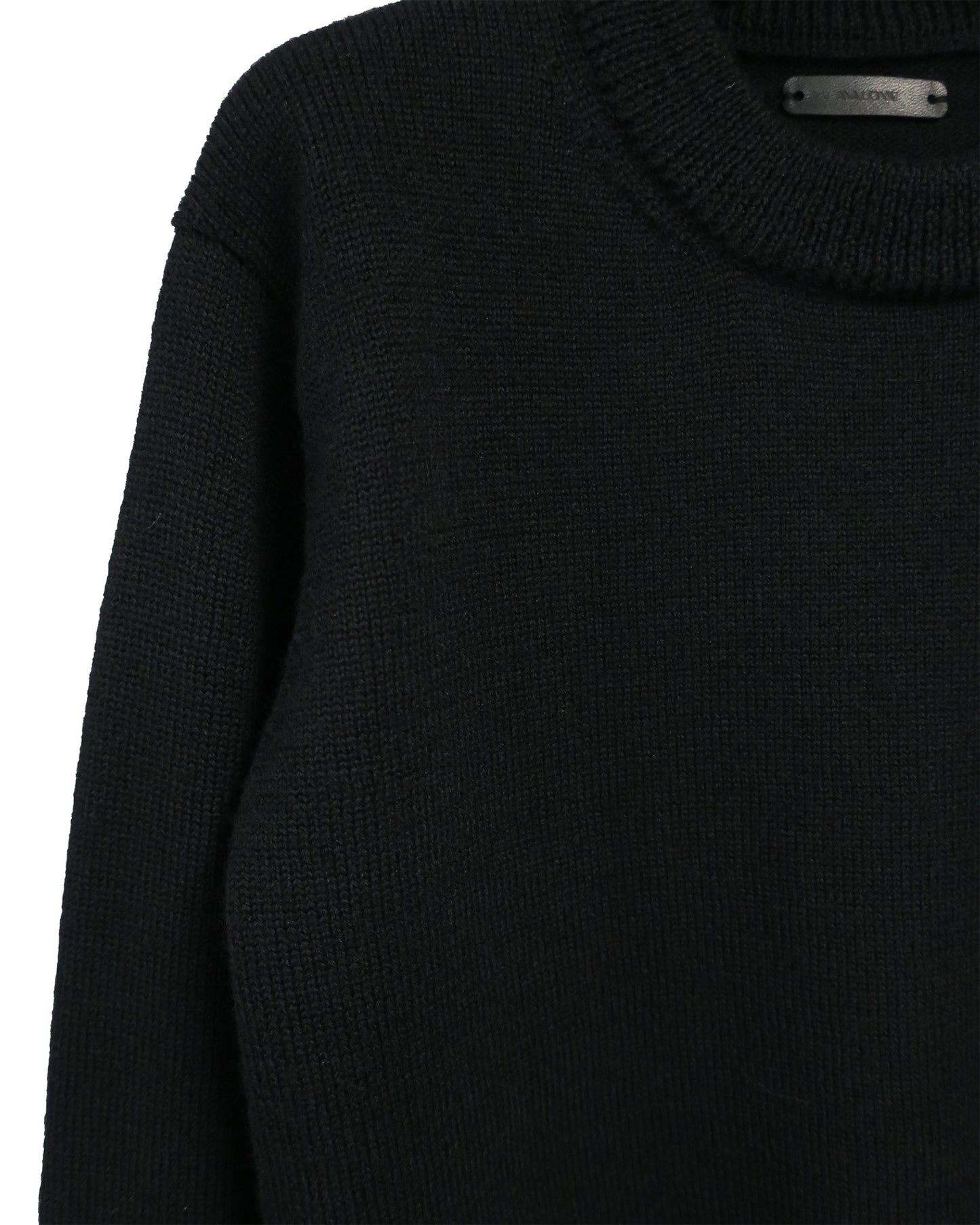 【LIMITED】LUX RIBLESS CROPPED 100%WOOL KNIT / BLACK