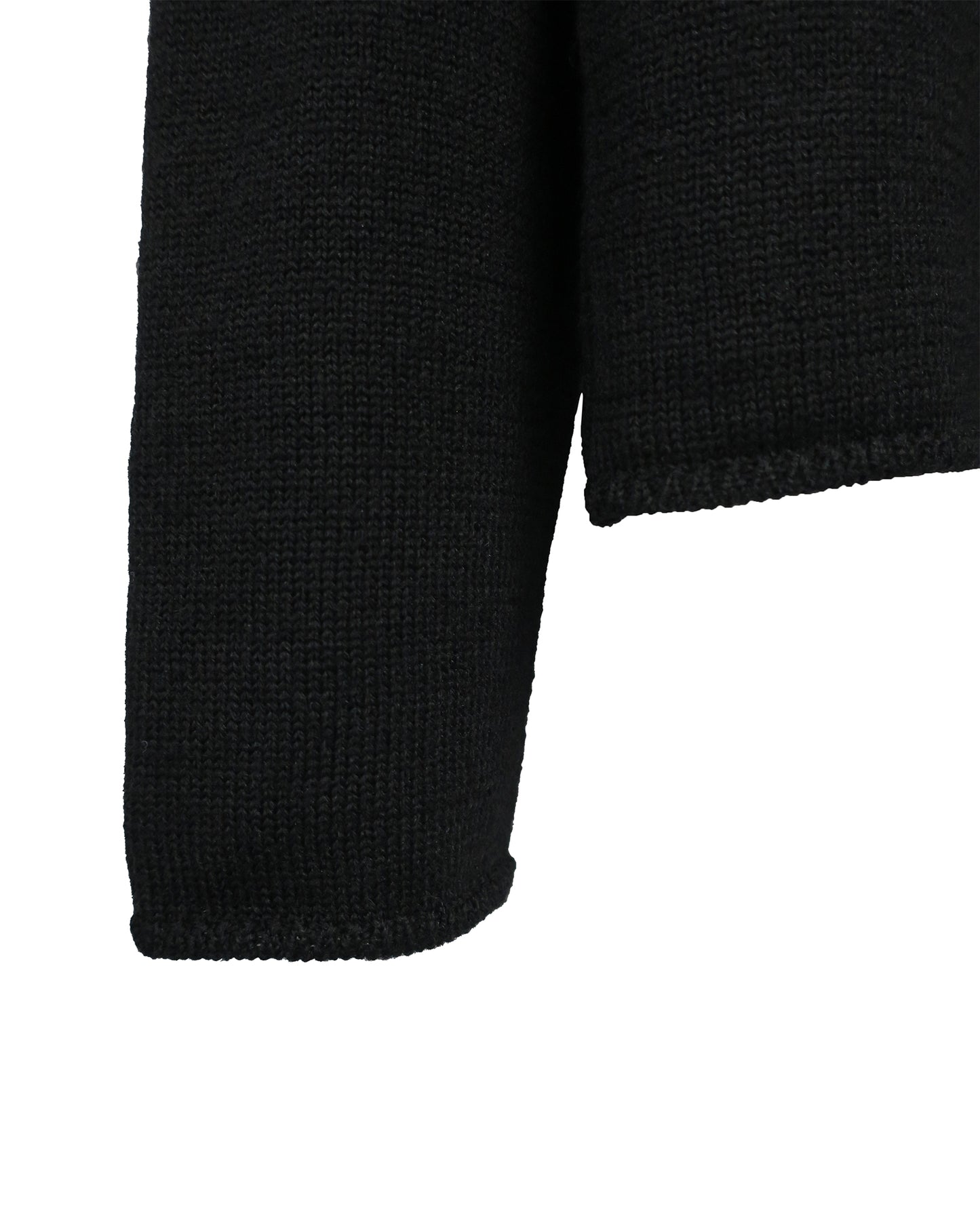 【LIMITED】LUX RIBLESS CROPPED 100%WOOL KNIT / BLACK