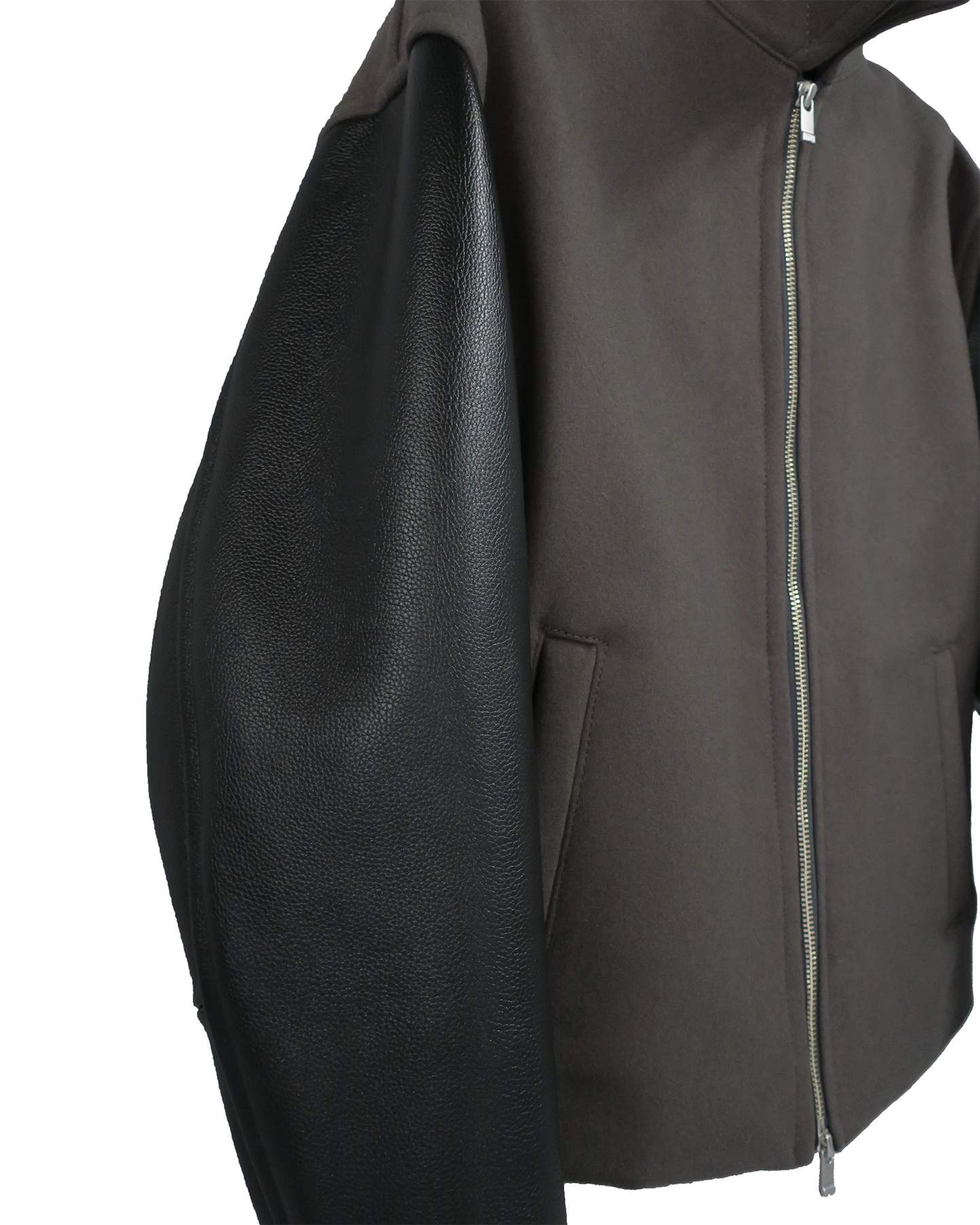 【RE-STOCK】ORIGINAL FULLING MELTON×COW LEATHER AUTHENTIC JACKET/ ORIGINAL GRAY×BLACK