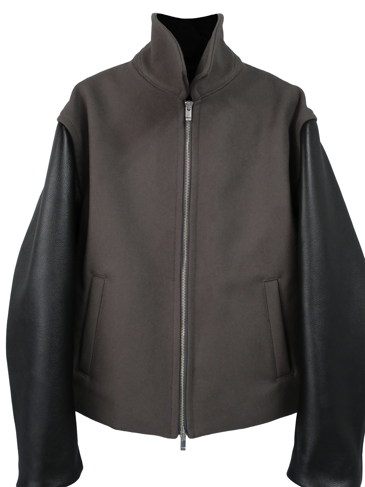 【RE-STOCK】ORIGINAL FULLING MELTON×COW LEATHER AUTHENTIC JACKET/ ORIGINAL GRAY×BLACK