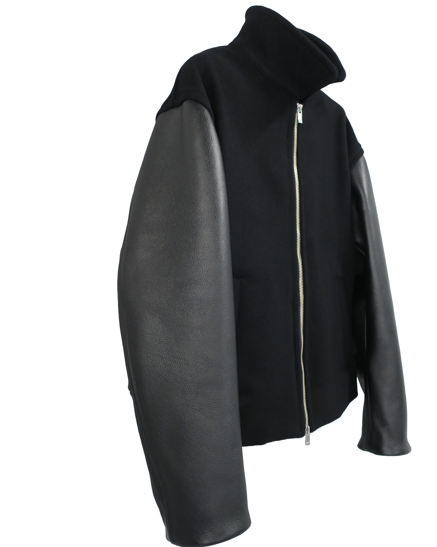 【RE-STOCK】ORIGINAL FULLING MELTON×COW LEATHER AUTHENTIC JACKET/ BLACK