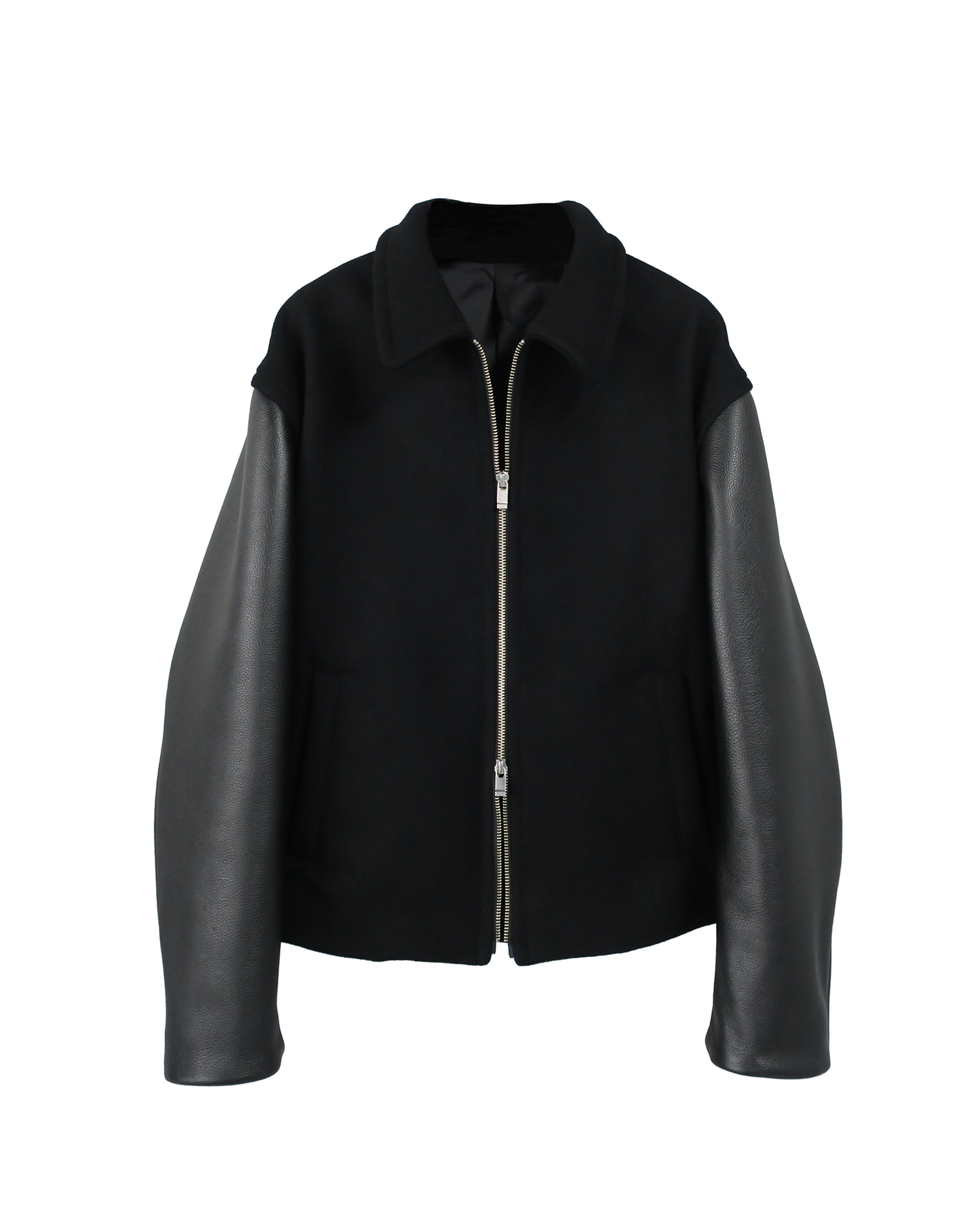 【RE-STOCK】ORIGINAL FULLING MELTON×COW LEATHER AUTHENTIC JACKET/ BLACK