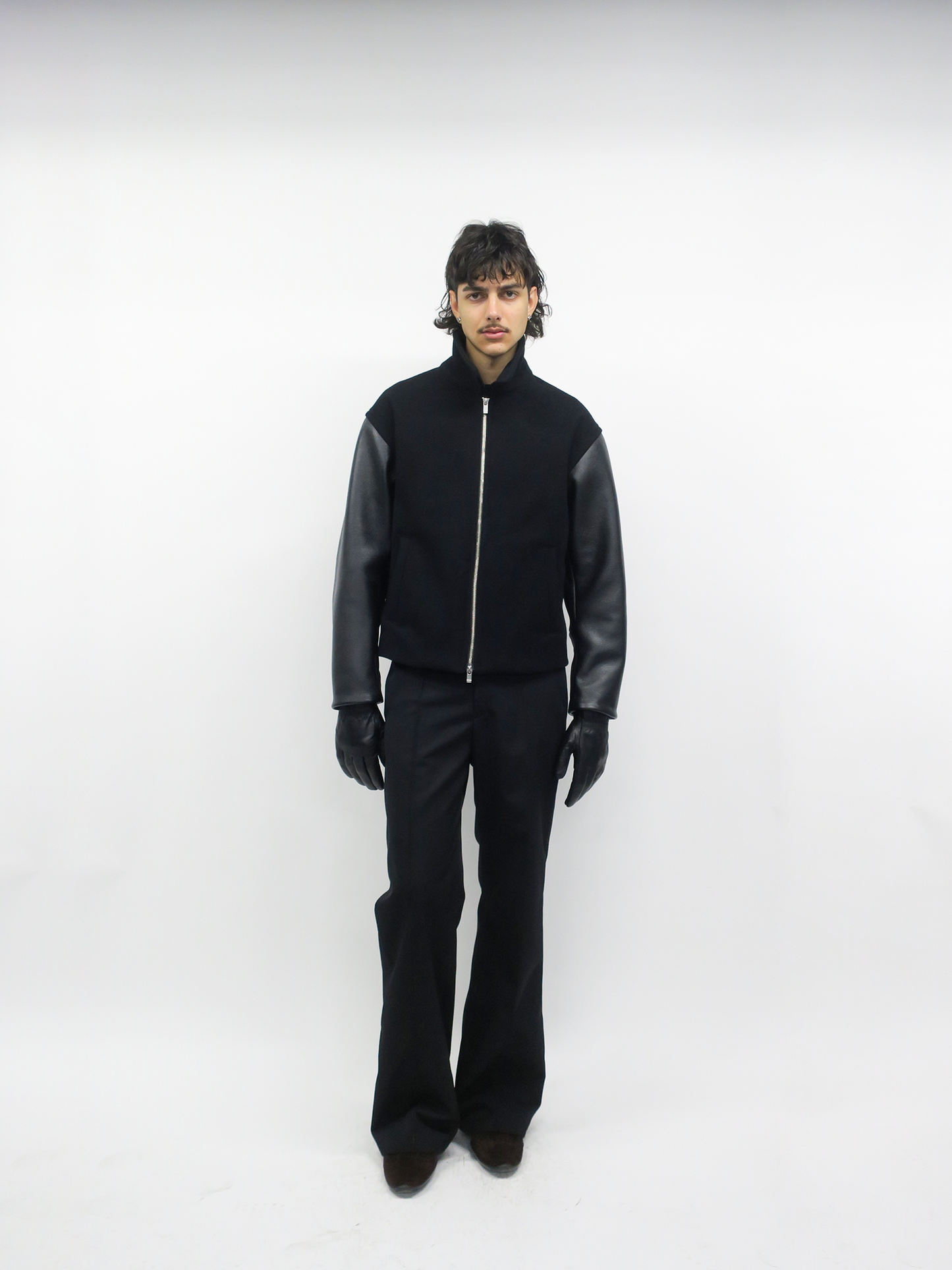 【RE-STOCK】ORIGINAL FULLING MELTON×COW LEATHER AUTHENTIC JACKET/ BLACK