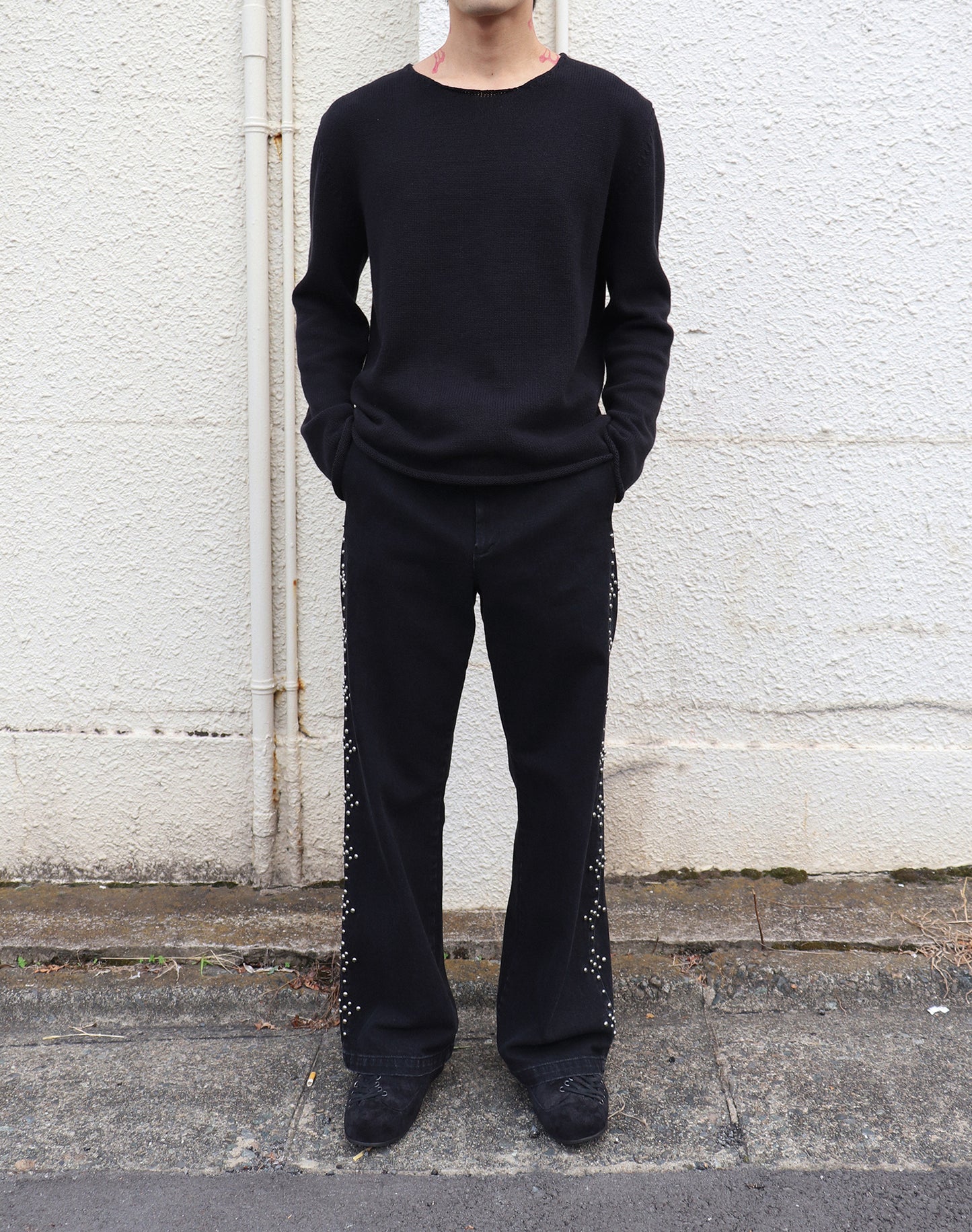【LIMITED QUANTITY】ACE OF SPADES BLACK BOOT CUT STUDS / BLACK
