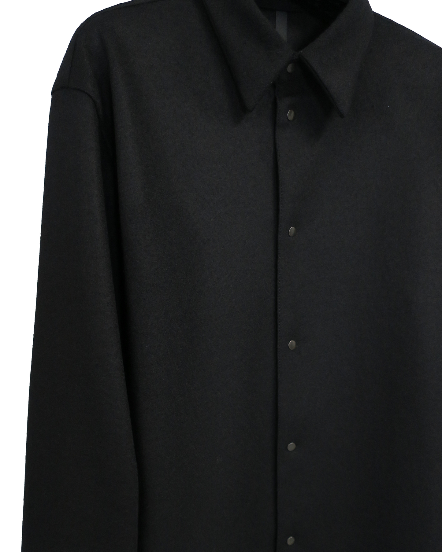 WOOL SMOOTH SQUARE SHIRTS / BLACK