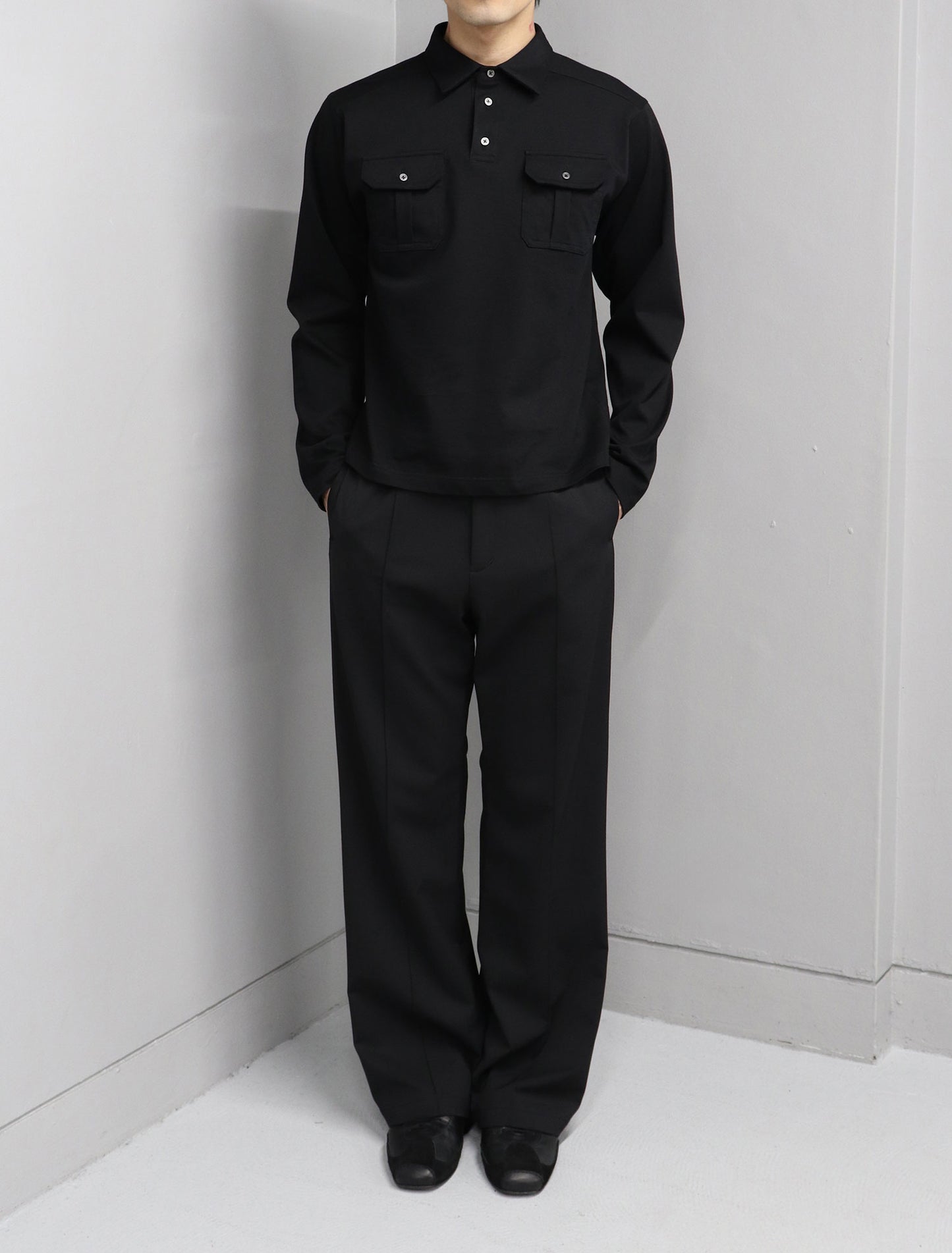 LEMMY’S DARK JERSEY LONG SLEEVE POLO/ BLACK