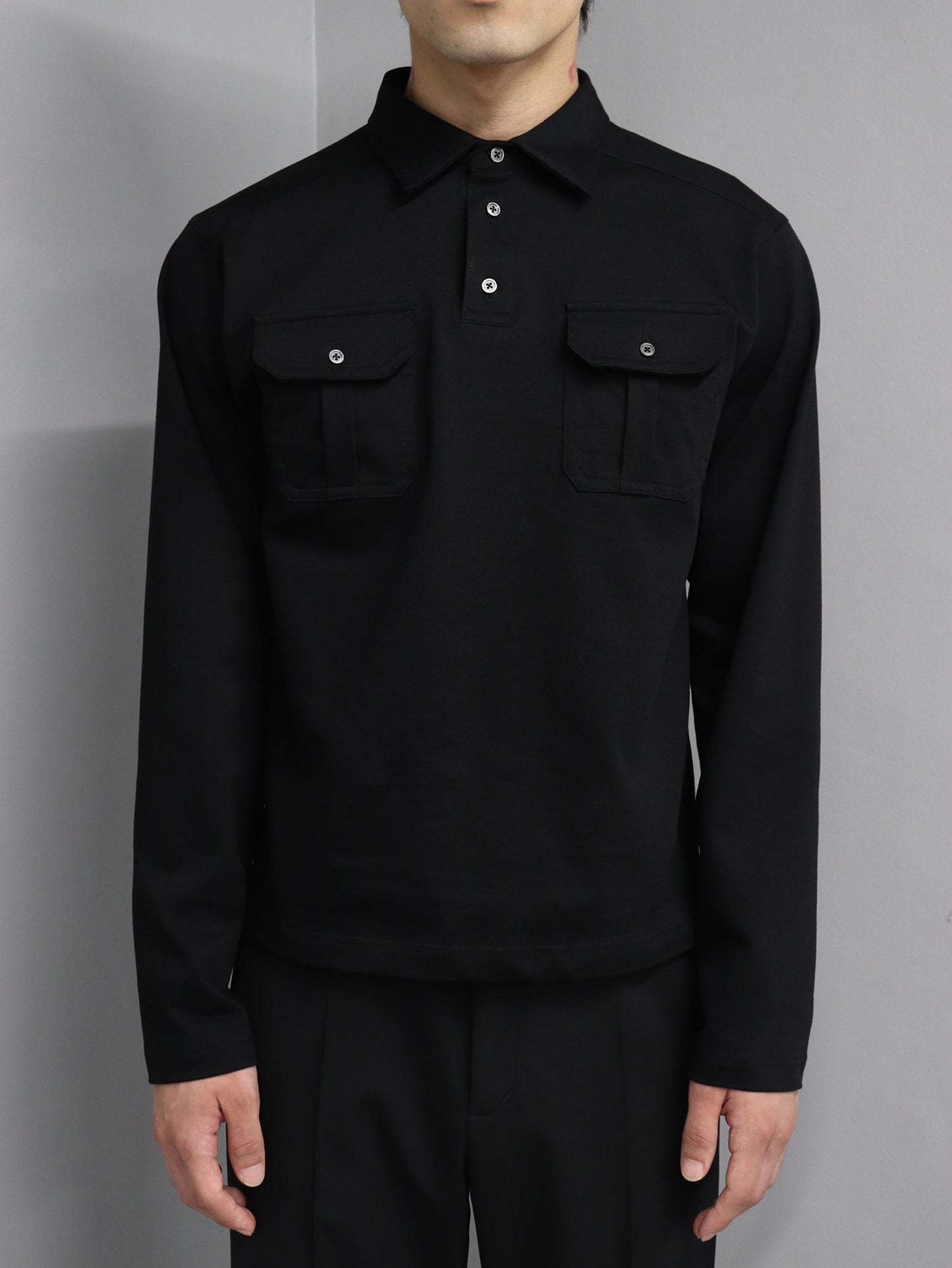 LEMMY’S DARK JERSEY LONG SLEEVE POLO/ BLACK
