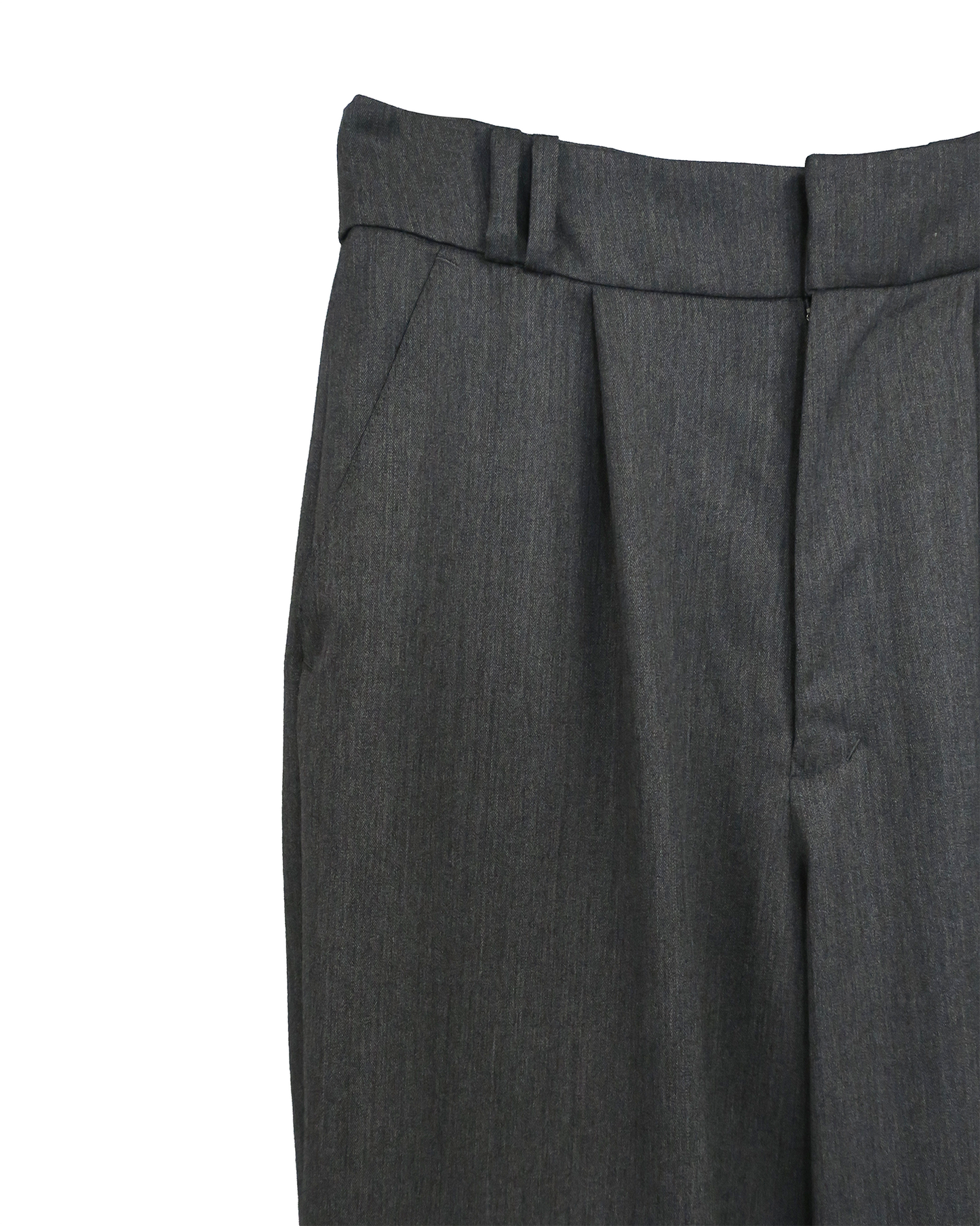 SPRING WOOL GABARDINE DOUBLE LOOP RELAXED TROUSERS / D-GRAY