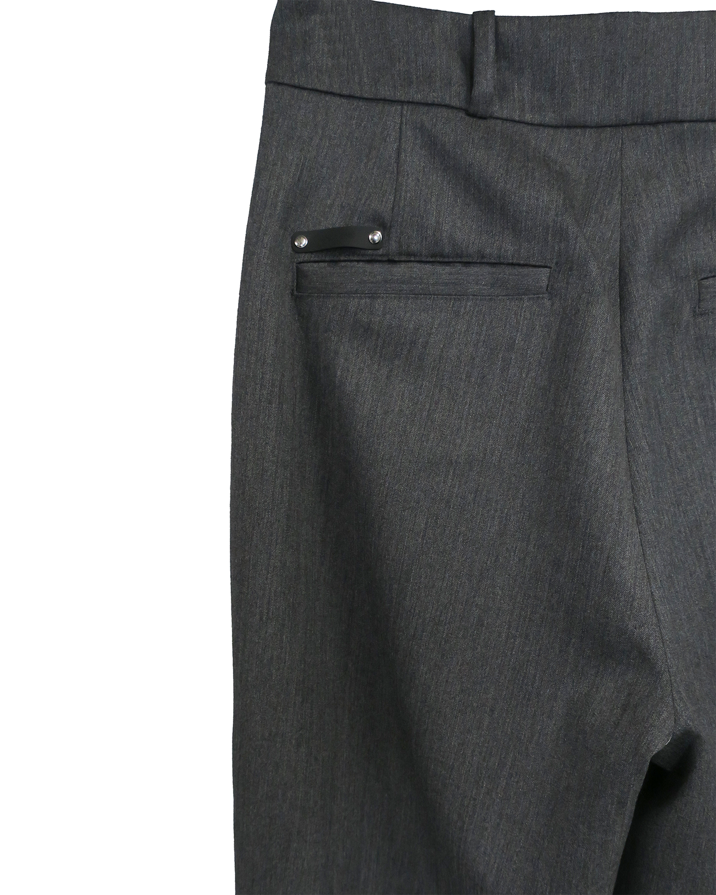 SPRING WOOL GABARDINE DOUBLE LOOP RELAXED TROUSERS / D-GRAY