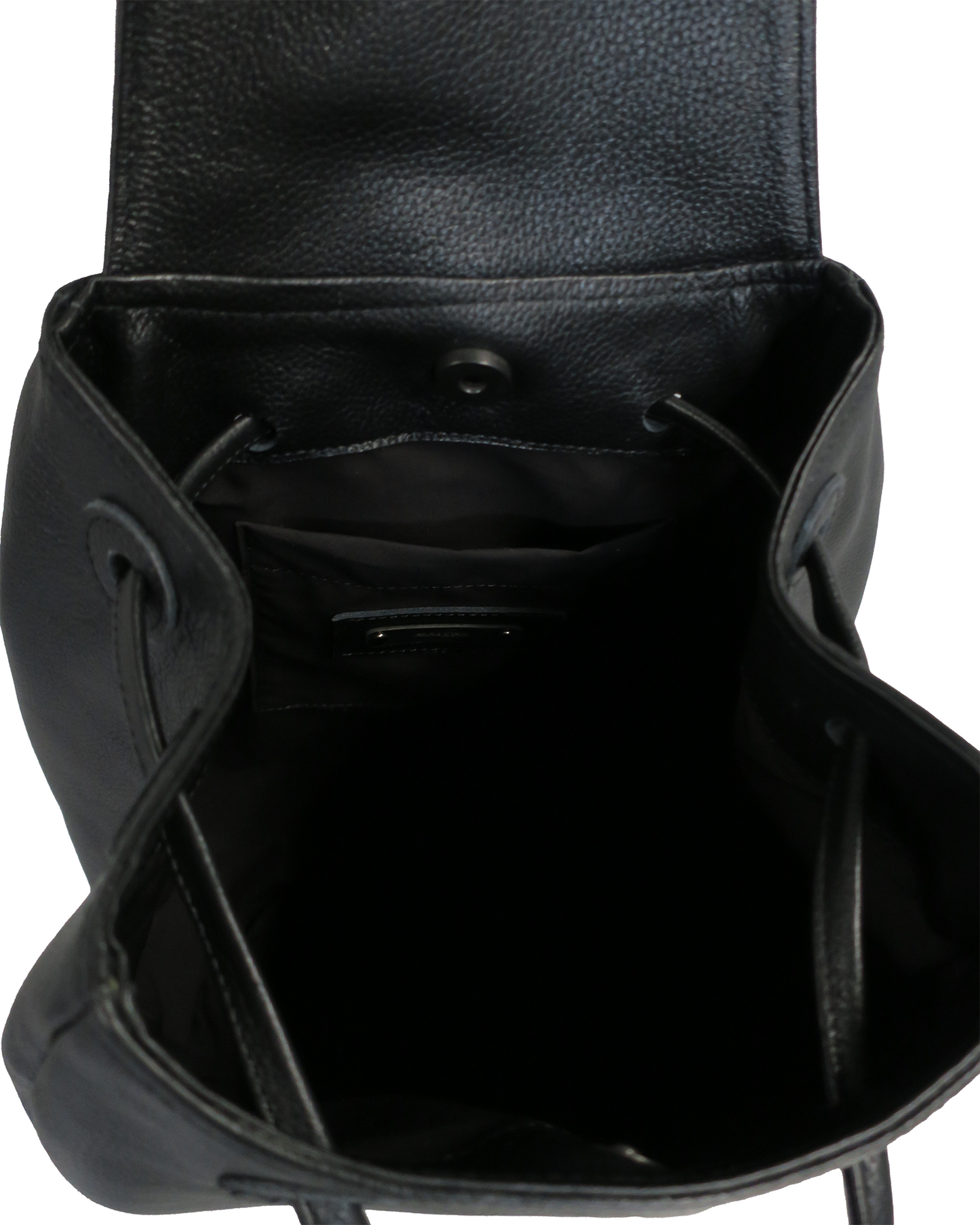 TECHNICAL COW LEATHER DRAWSTRING BAG / BLACK