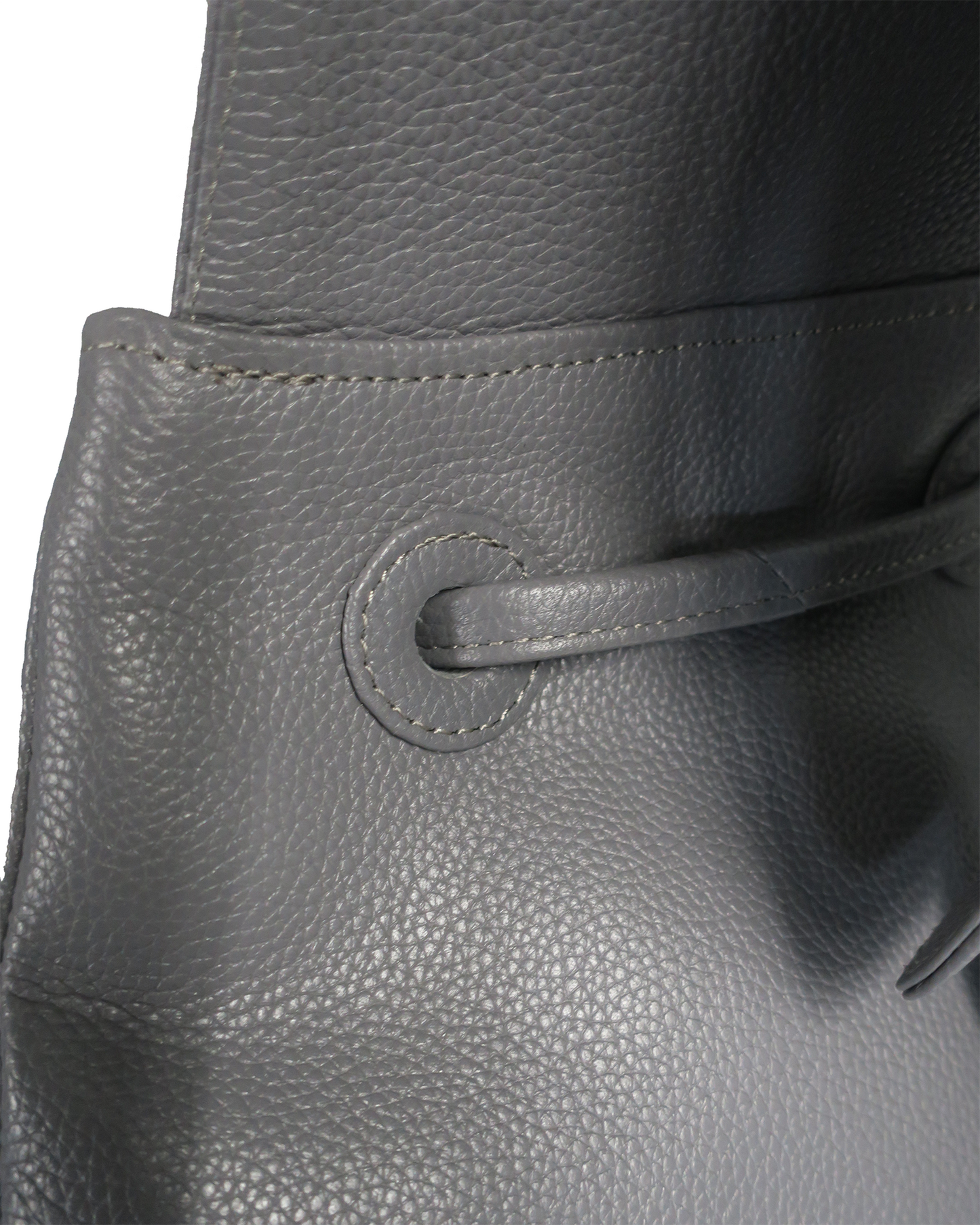 TECHNICAL COW LEATHER DRAWSTRING BAG / GRAY