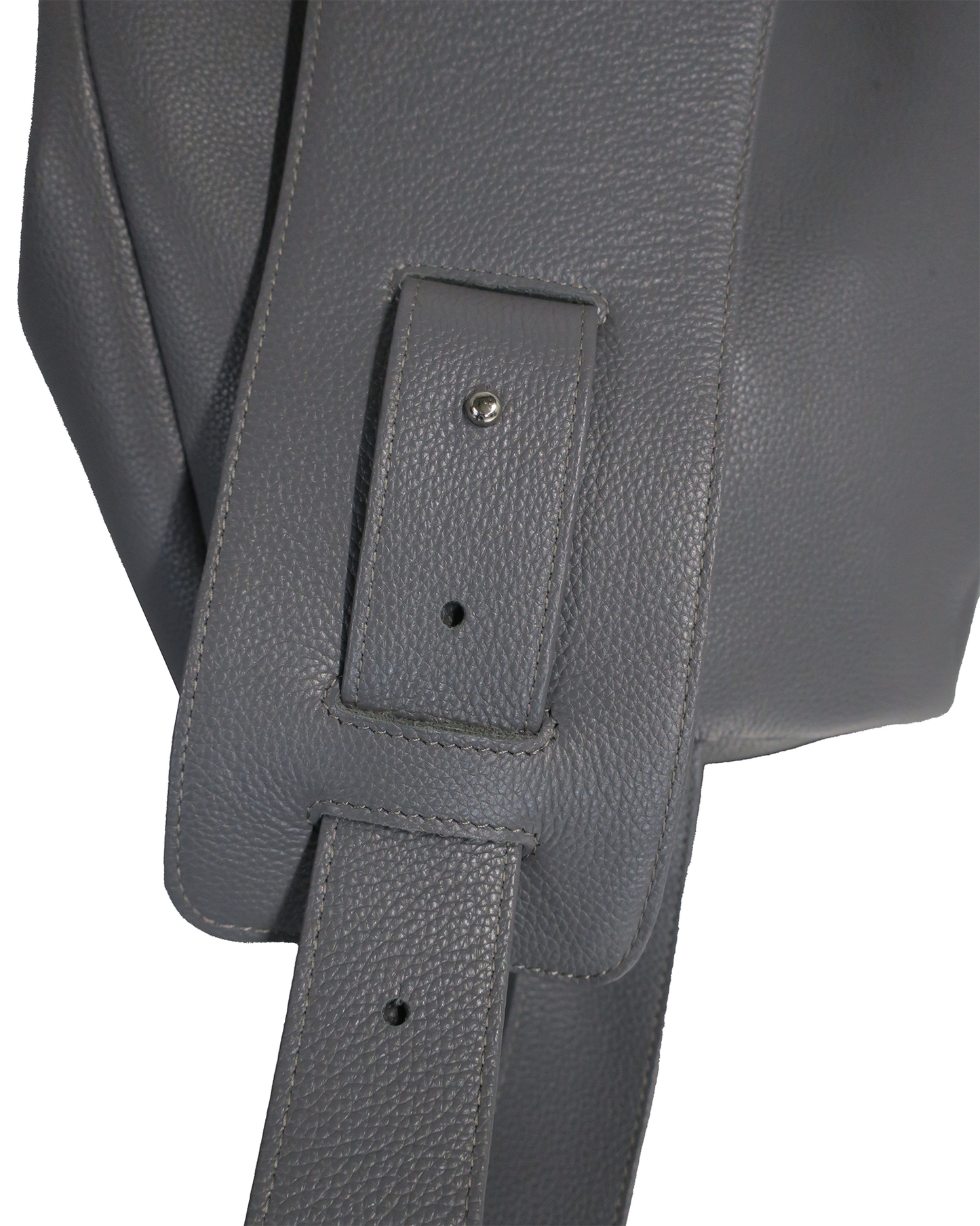 TECHNICAL COW LEATHER DRAWSTRING BAG / GRAY