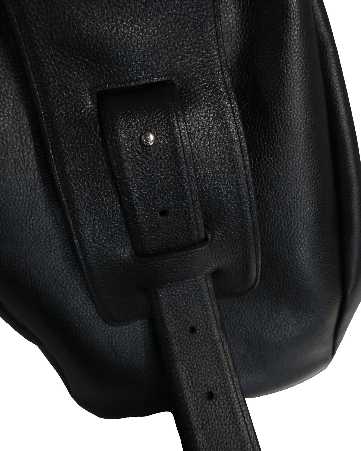 TECHNICAL COW LEATHER DRAWSTRING BAG / BLACK