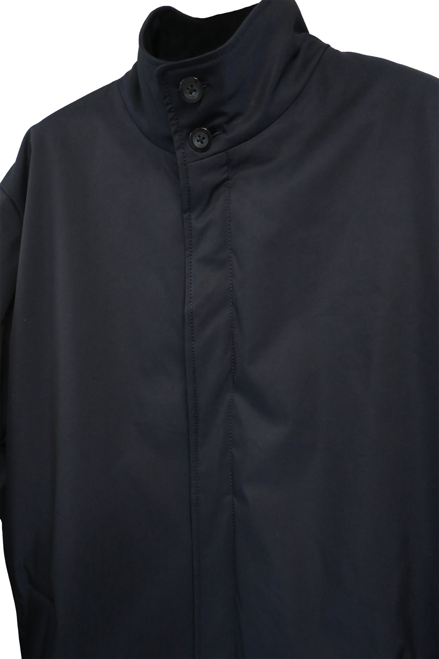 IRIDESCENT STAND-COLLAR LONG COAT/ MID NAVY