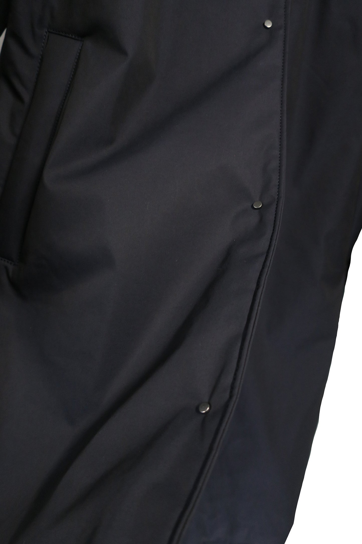 IRIDESCENT STAND-COLLAR LONG COAT/ MID NAVY