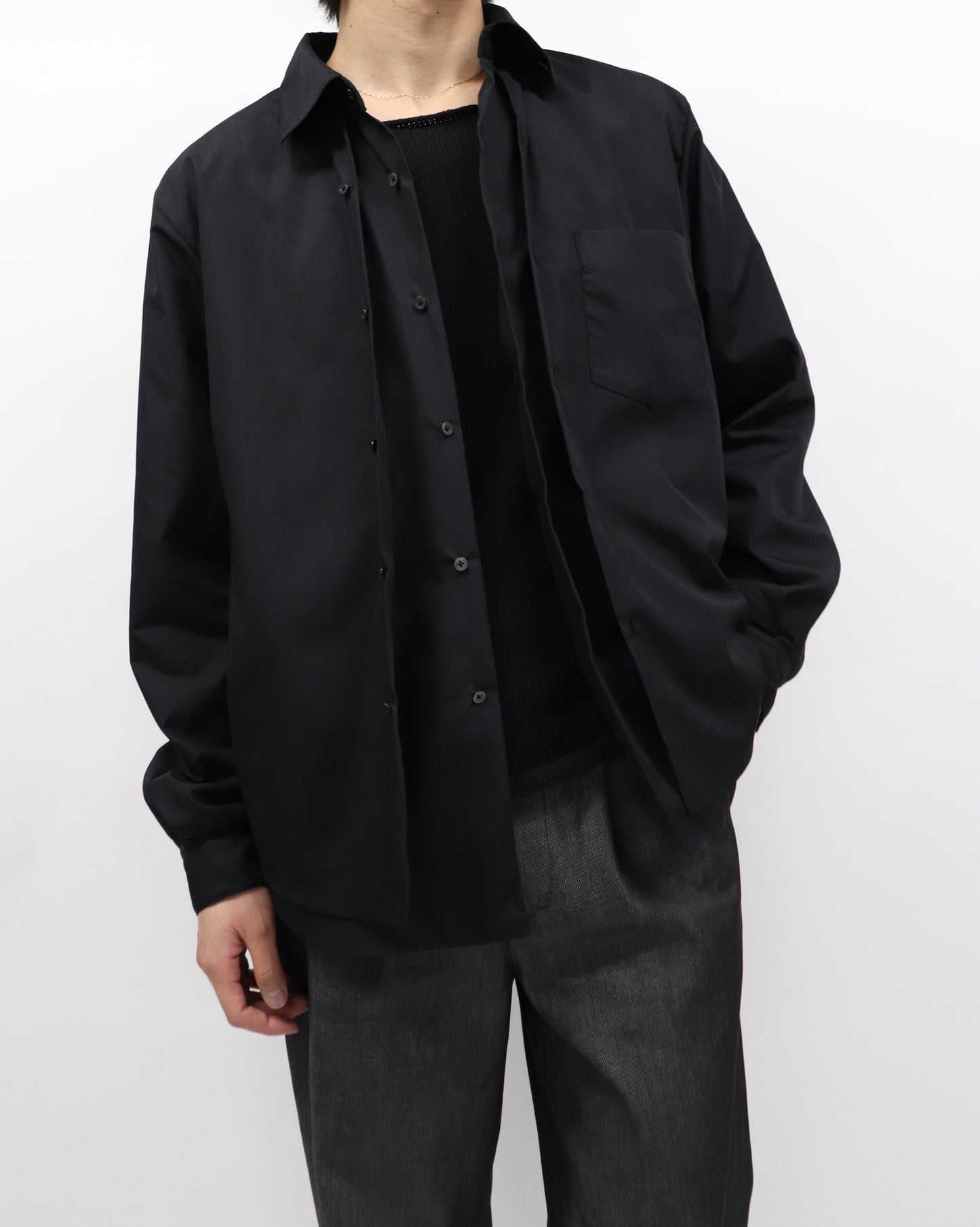 DOUBLE  BODY LAYRED IVY SHIRTS / BLACK