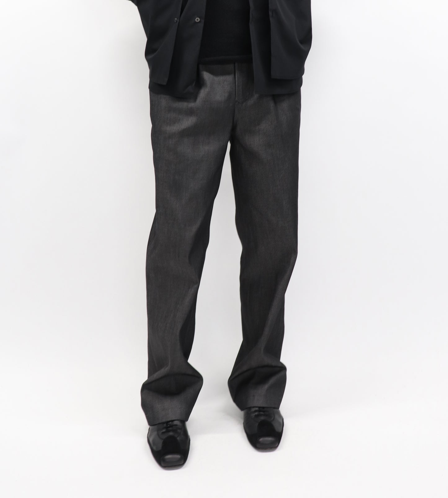 LUX DENIM DOUBLE LOOP TROUSERS / BLACK