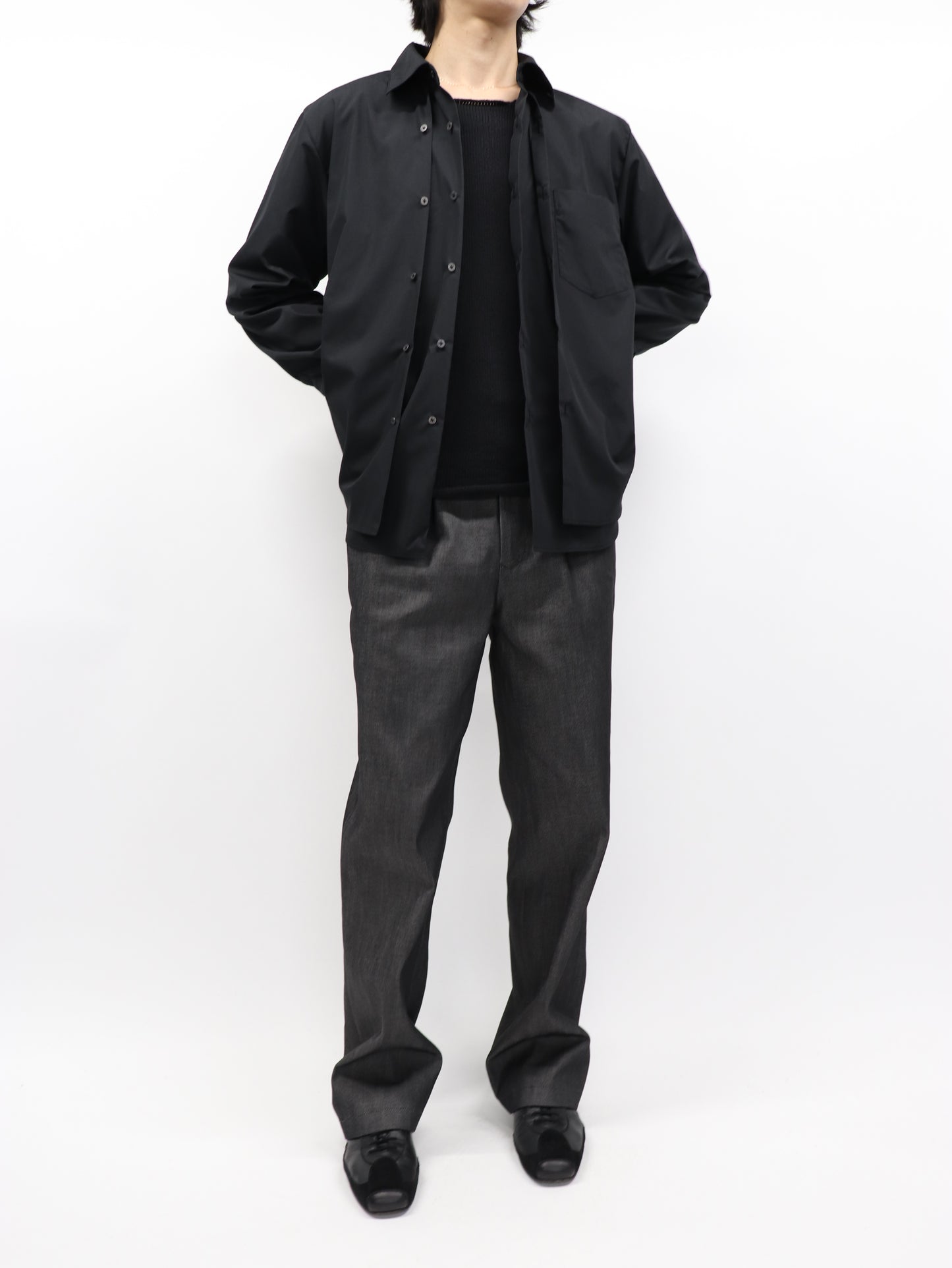 DOUBLE  BODY LAYRED IVY SHIRTS / BLACK