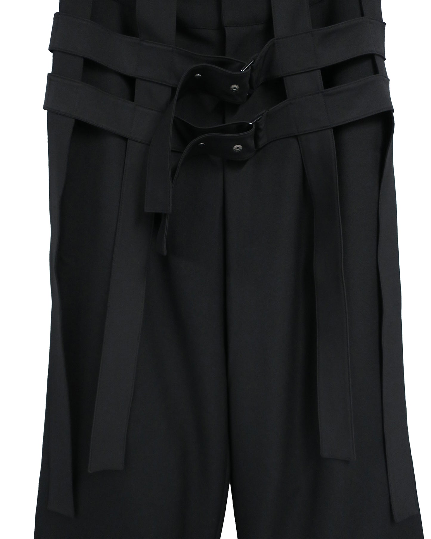 DETACHABLE HARNESS WIDE TROUSERS / BLACK