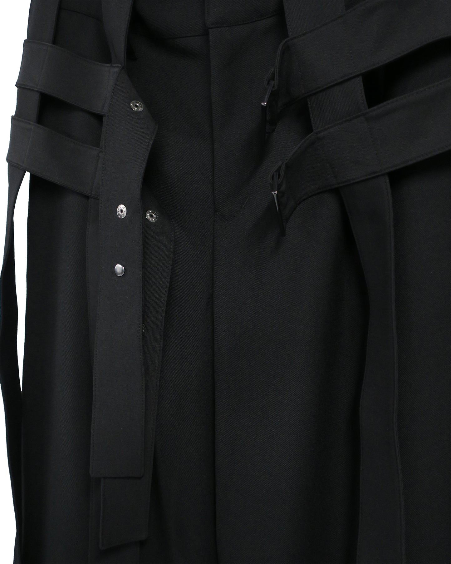 DETACHABLE HARNESS WIDE TROUSERS / BLACK