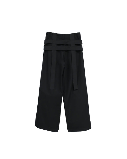 DETACHABLE HARNESS WIDE TROUSERS / BLACK