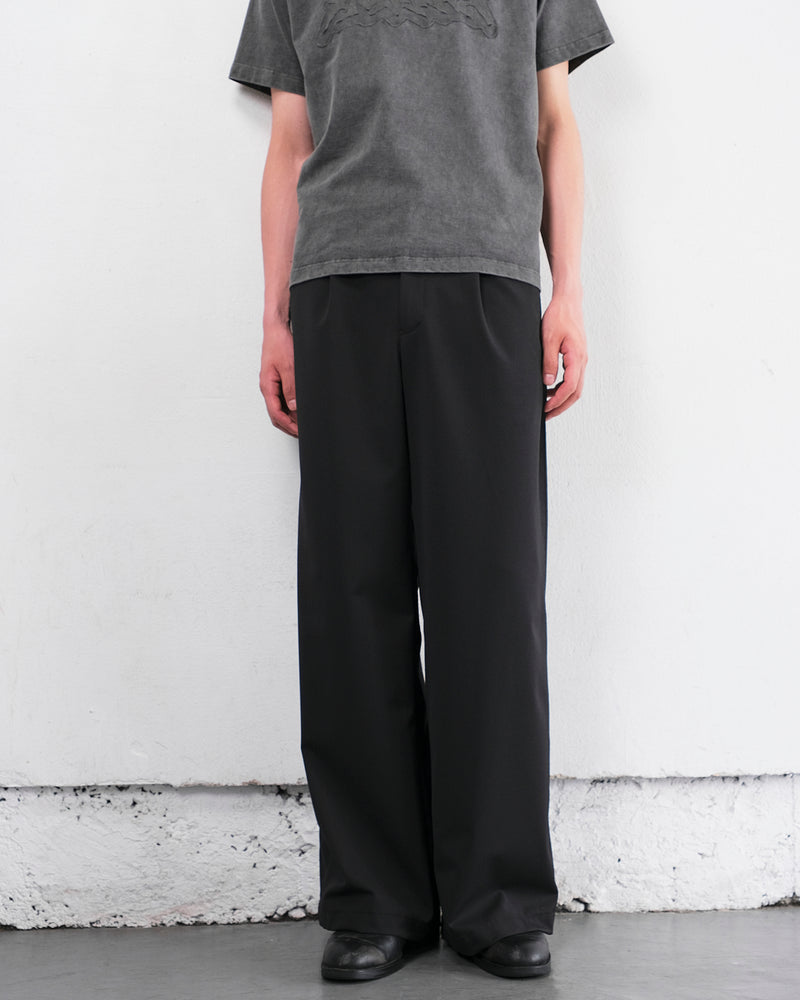 BASIC GABARDINE  WIDE PANTS / BLACK