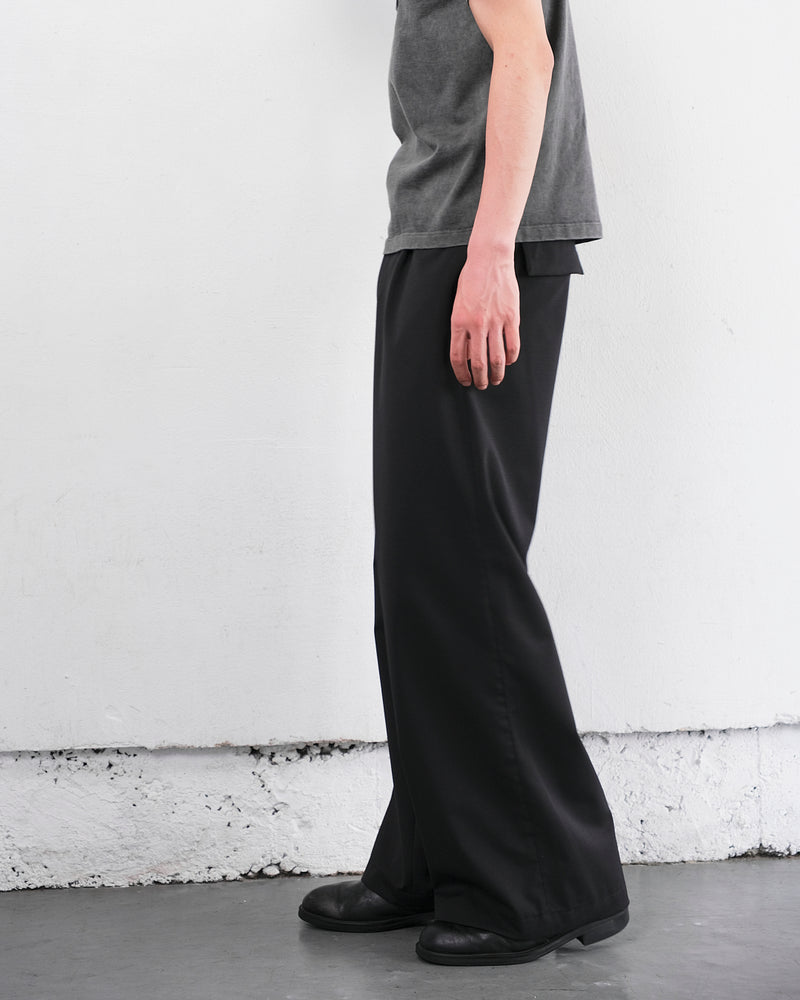 BASIC GABARDINE  WIDE PANTS / BLACK