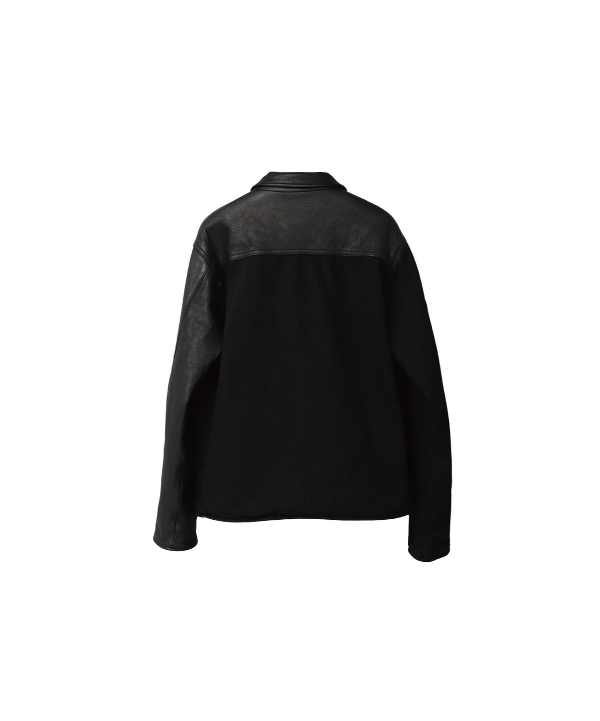 【LIMITED PRE-ORDER】COW LEATHER×DENIM PANELED JACKET/ BLACK