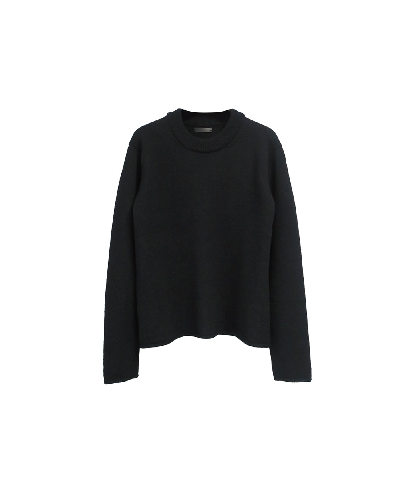 【LIMITED】LUX RIBLESS CROPPED 100%WOOL KNIT / BLACK