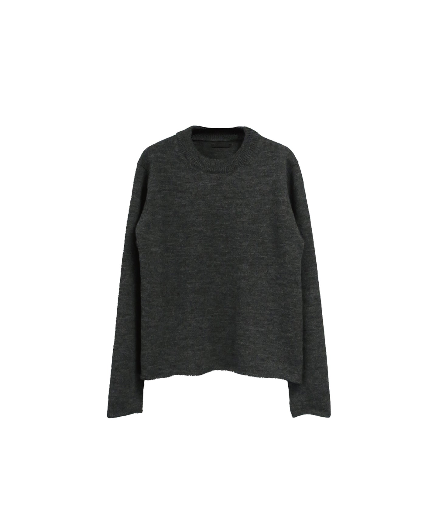 【LIMITED】LUX RIBLESS CROPPED 100%WOOL KNIT / GRAY