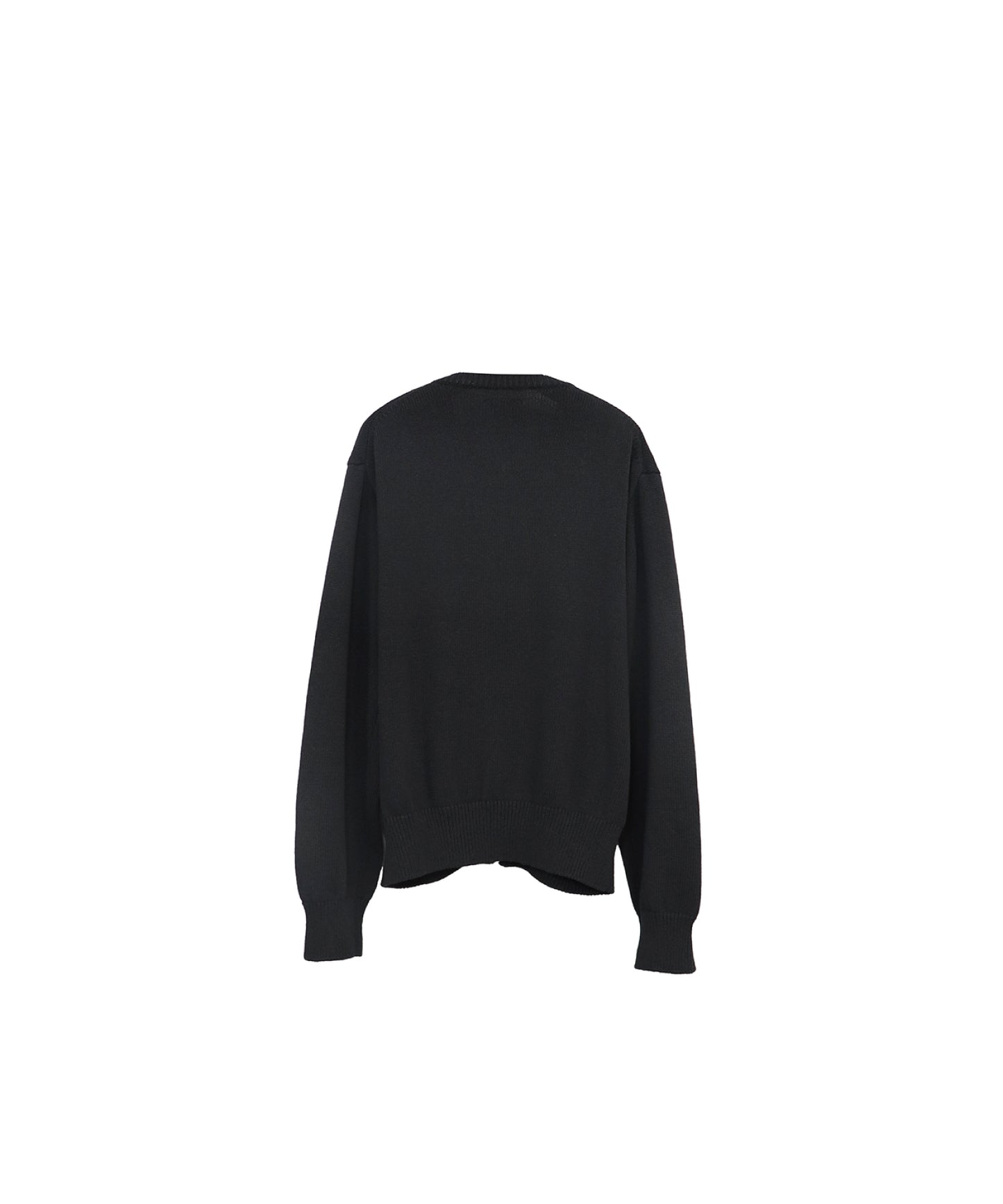 【LIMITED】COTTON LINEN CREW NECK KNIT ZIP CARDIGAN/ BLACK