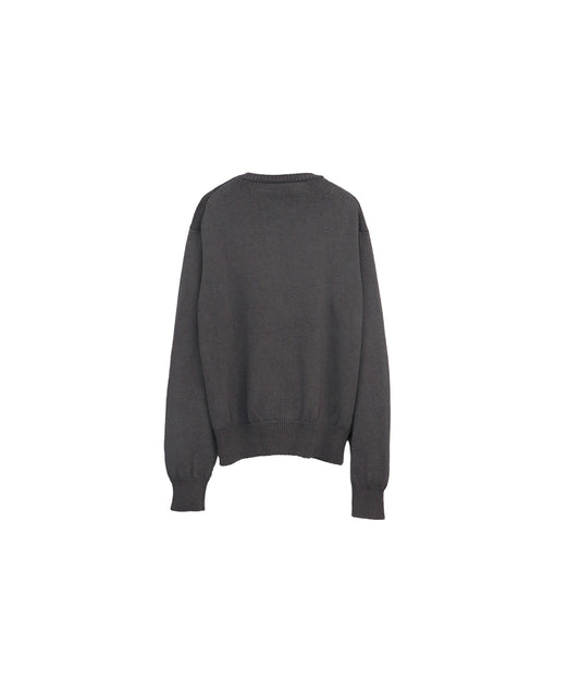 【LIMITED】COTTON LINEN CREW NECK KNIT ZIP CARDIGAN/ GRAY