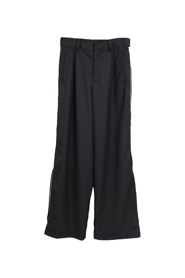 W ZIP HIGHTECH WIDE TROUSERS / BLACK