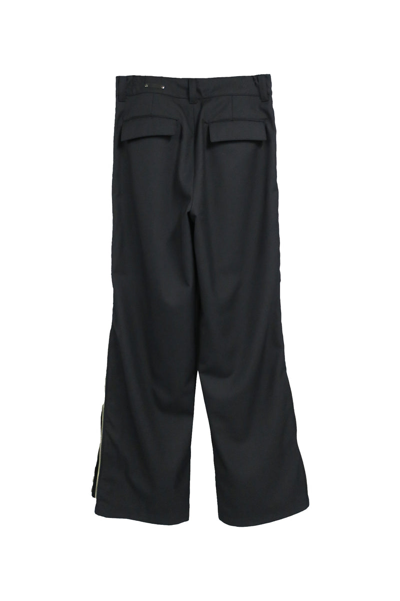 W ZIP HIGHTECH WIDE TROUSERS / BLACK