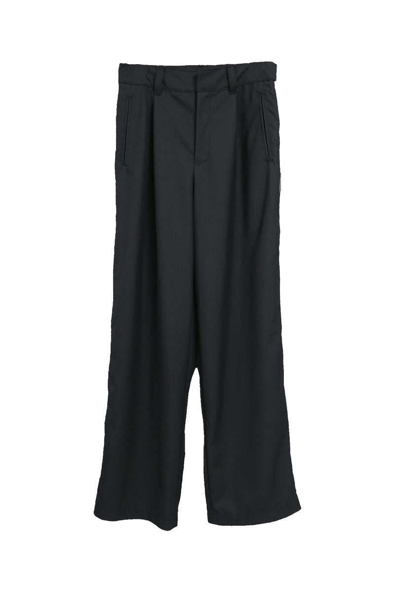 W ZIP HIGHTECH WIDE TROUSERS / BLACK