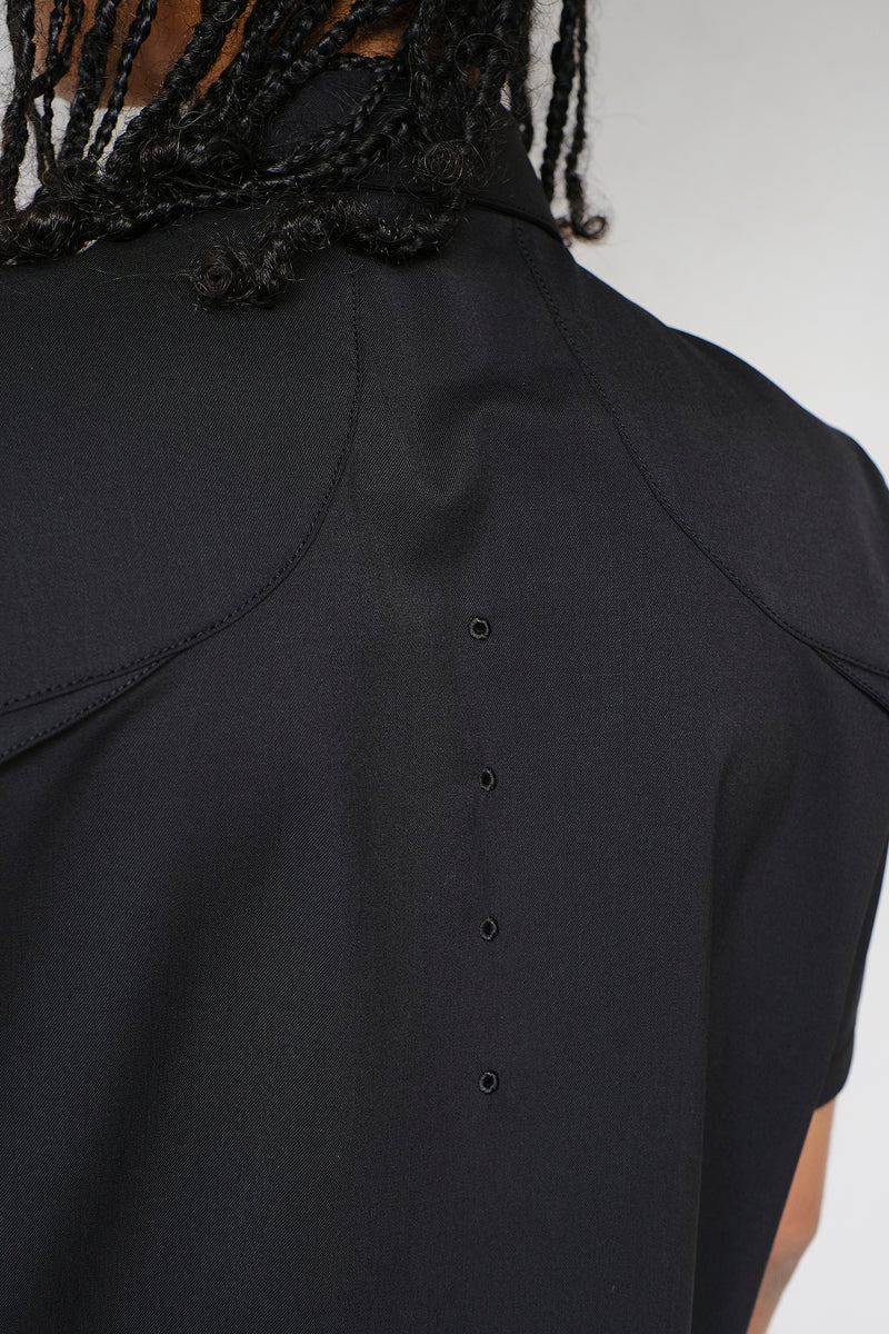 (Restock) TECHNICAL FLEXWOOL  GABARDINE  SHIRT / BLACK