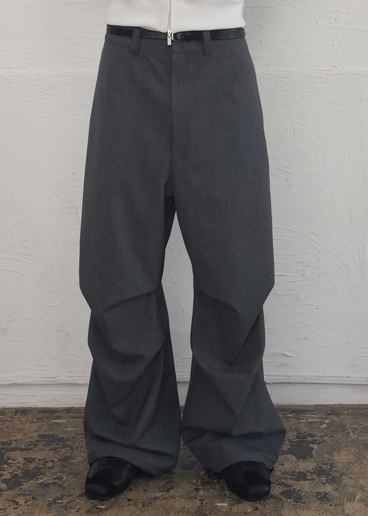 【RE-STOCK】HIGH TECH  GABARDINE WOOL 65 TROUSERS/ D.GRAY