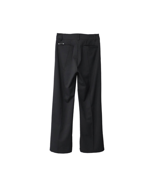 LEMMY'S GABARDINE PIN TUCK BOOT CUT TROUSERS/ BLACK