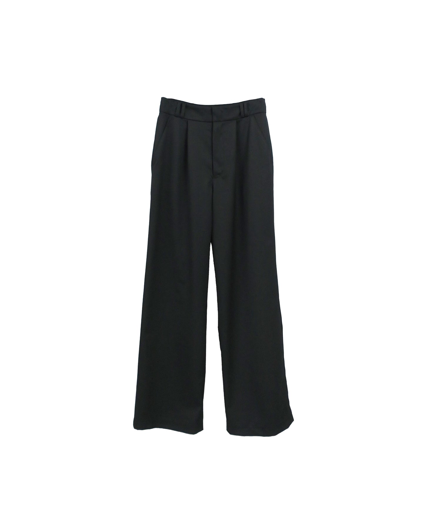SPRING WOOL GABARDINE DOUBLE LOOP RELAXED TROUSERS / BLACK