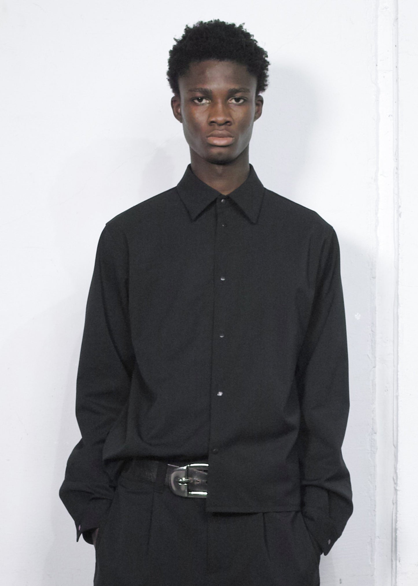 FLEX GABARDINE SQUARE SHIRT / BLACK