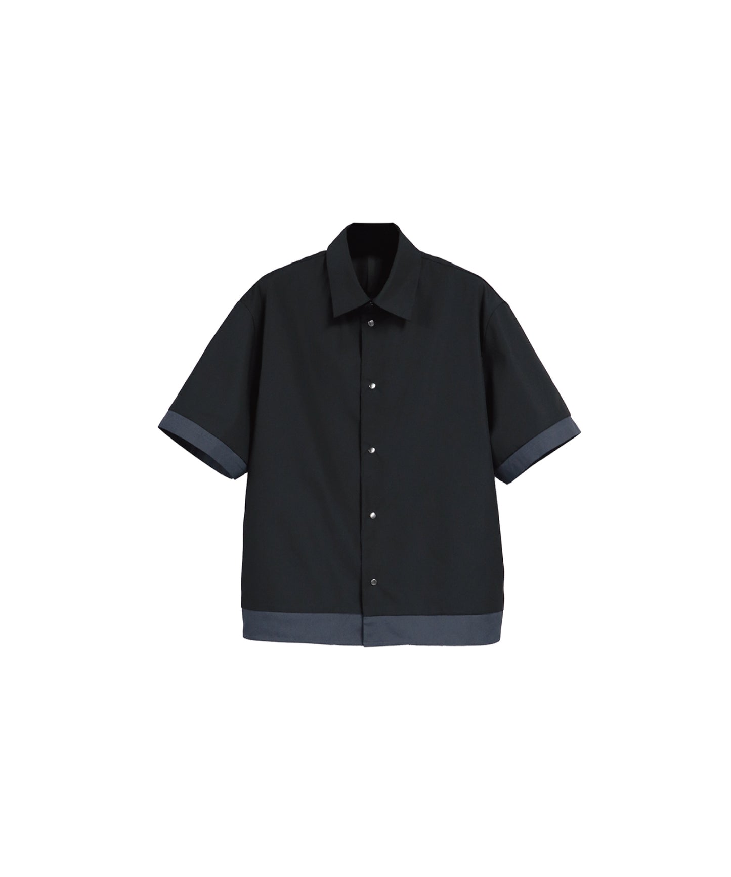BROAD CLOTH LAYERED SHORT SLEEVE SHIRTS / BK×CHARCOAL