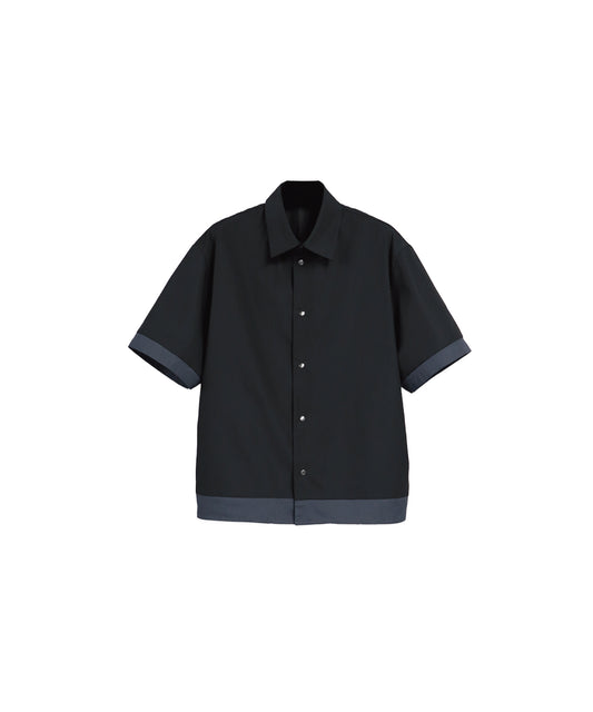 BROAD CLOTH LAYERED SHORT SLEEVE SHIRTS / BK×CHARCOAL