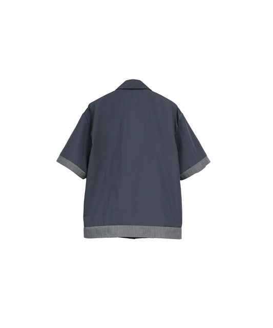 BROAD CLOTH LAYERED SHORT SLEEVE SHIRTS / GRAY×CHARCOAL