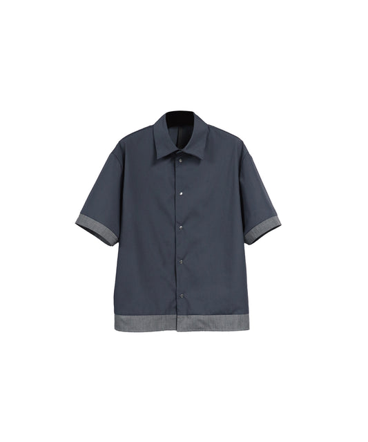 BROAD CLOTH LAYERED SHORT SLEEVE SHIRTS / GRAY×CHARCOAL
