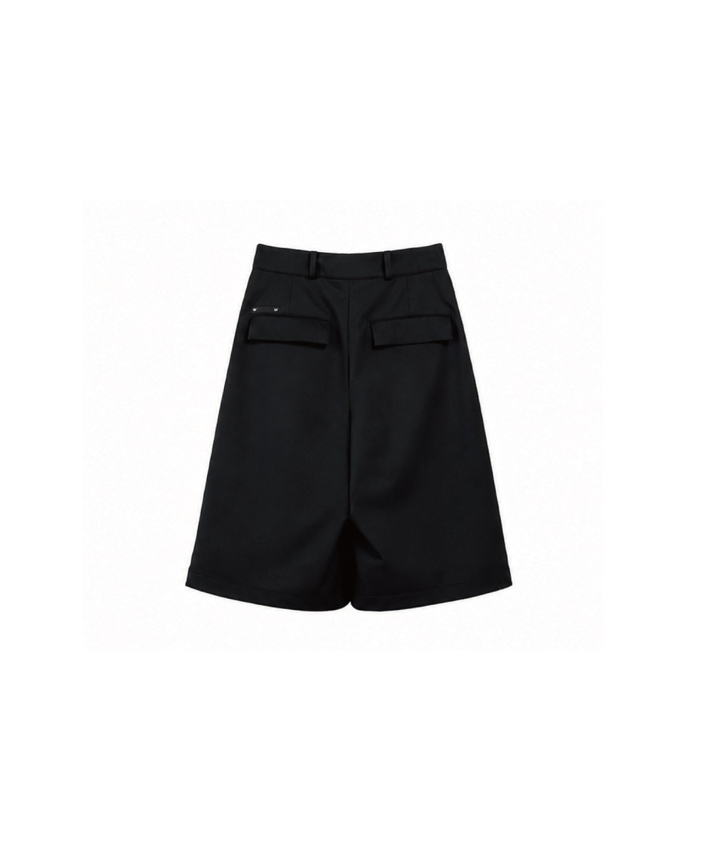 DOUBLE LOOP ONE-TUCK CROPPED WIDE TROUSERS/ BLACK