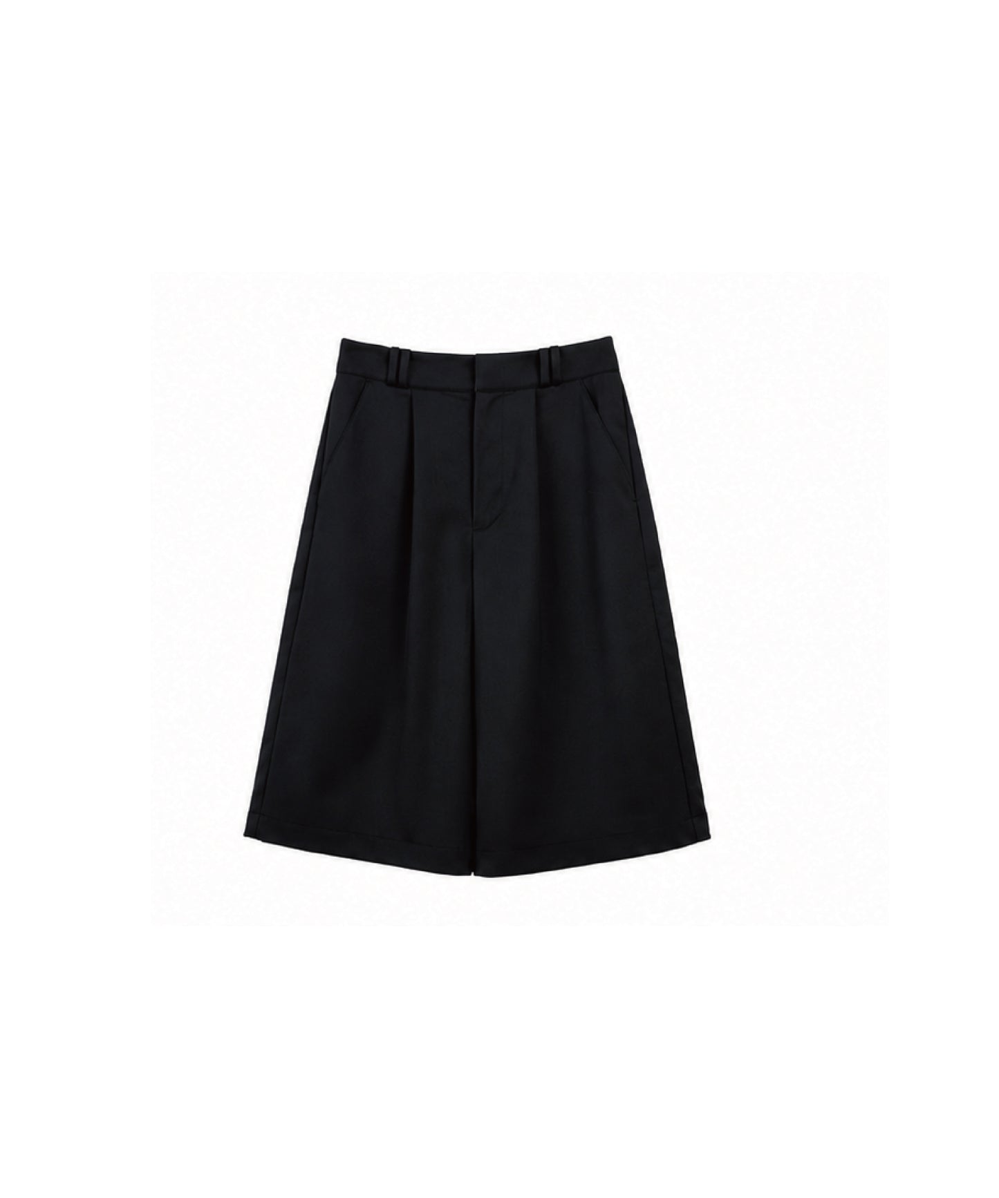 DOUBLE LOOP ONE-TUCK CROPPED WIDE TROUSERS/ BLACK